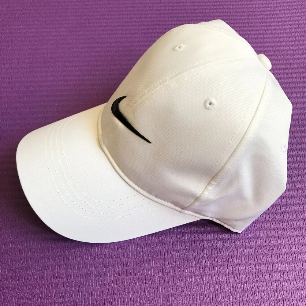 Nike Men's White/Black Logo Adjustable Poly Cap Athletic Hat Streetwear Sporty - Picture 4 of 9